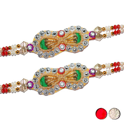 "Zardosi Rakhi - ZR-5370 A-040 (2 RAKHIS) - Click here to View more details about this Product